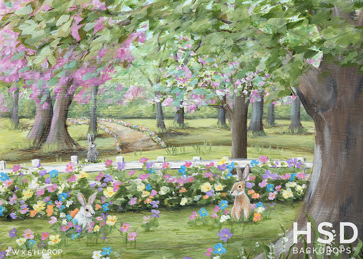 Bunny Garden Easter Backdrop - HSD Photography Backdrops