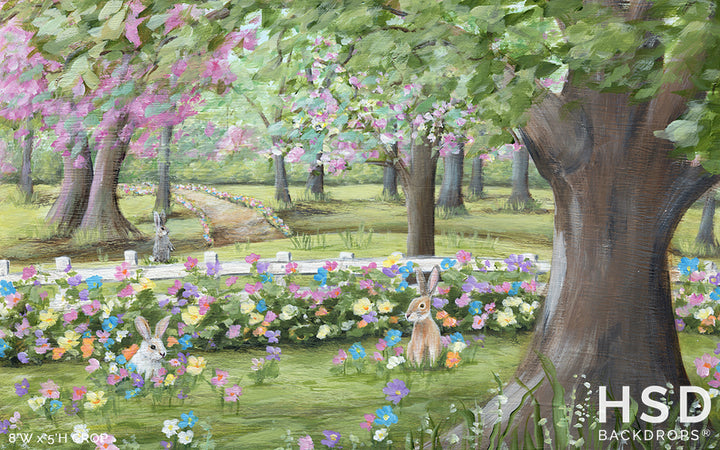 Bunny Garden Easter Backdrop - HSD Photography Backdrops