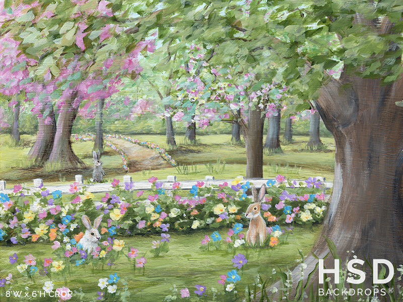 Bunny Garden Easter Backdrop - HSD Photography Backdrops
