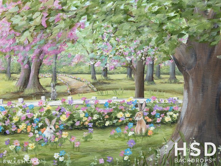 Bunny Garden Easter Backdrop - HSD Photography Backdrops
