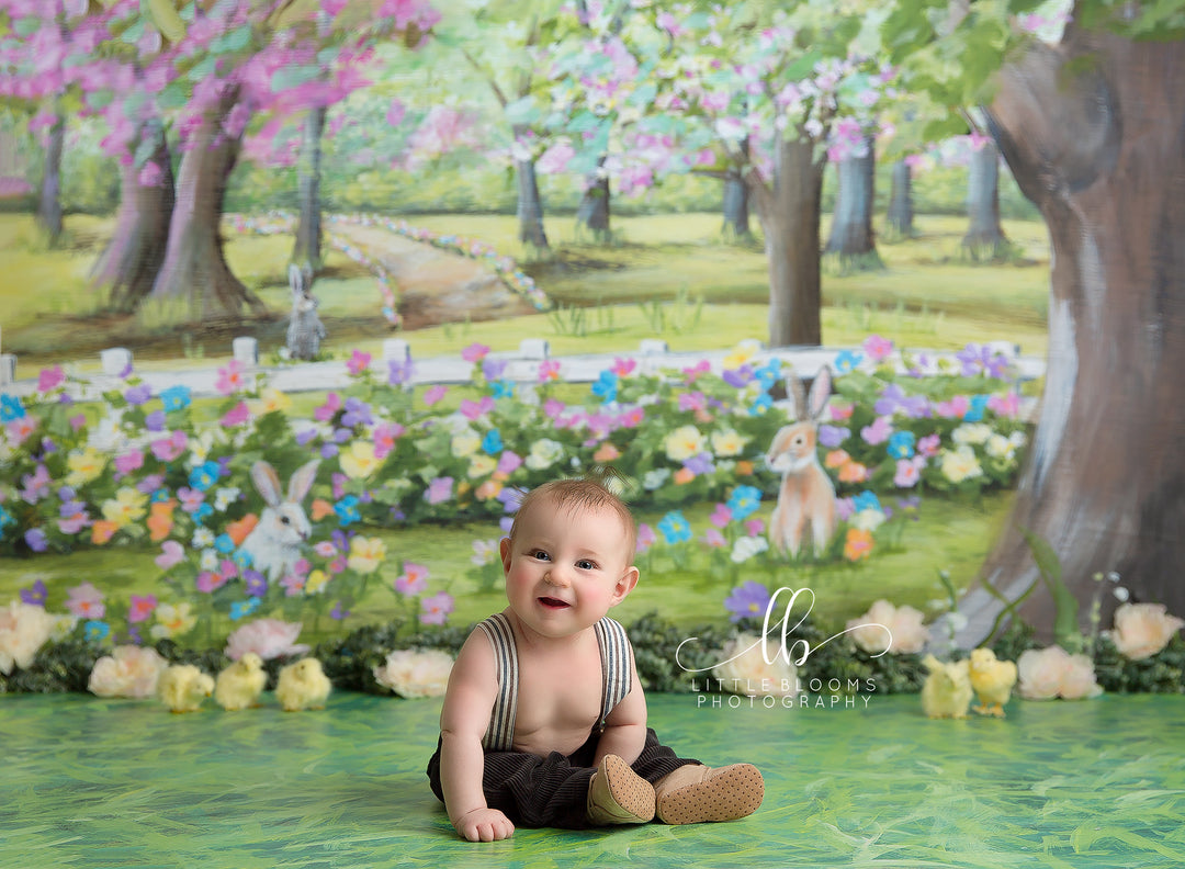 Bunny Garden Easter Backdrop - HSD Photography Backdrops