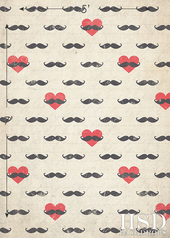 Mustache Hearts - HSD Photography Backdrops