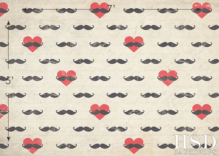 Mustache Hearts - HSD Photography Backdrops
