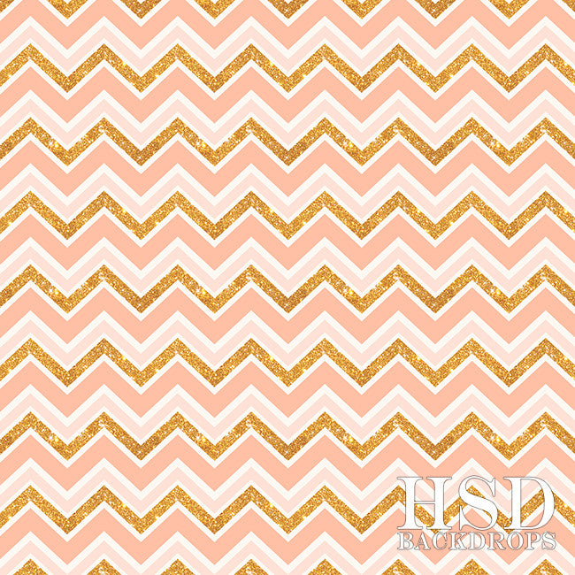Salmon & Gold Chevron - HSD Photography Backdrops