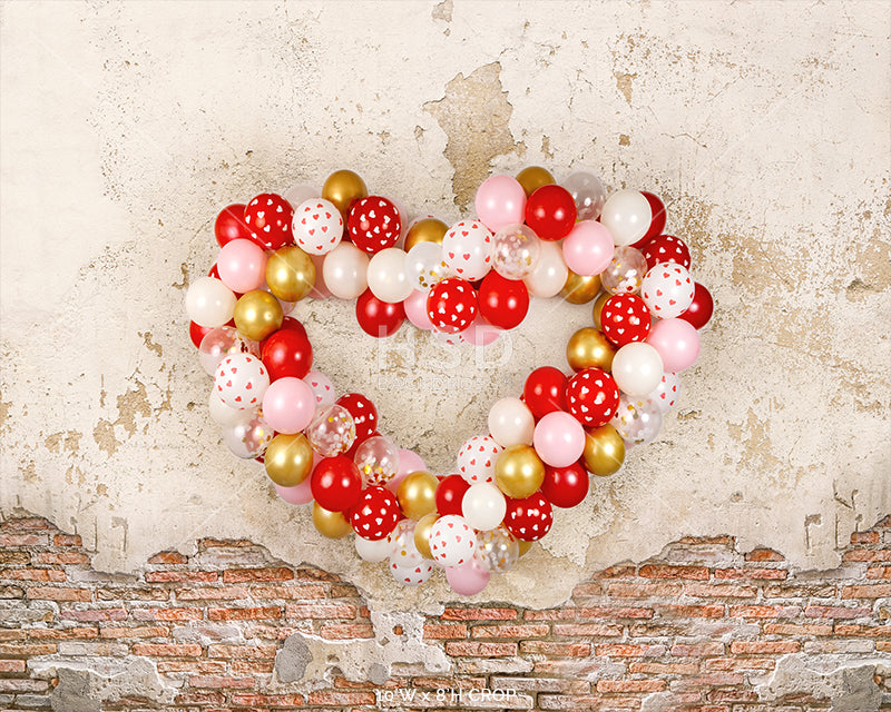 Grunge Heart Balloon Wall - HSD Photography Backdrops