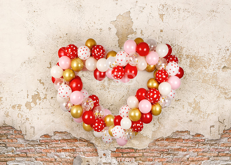 Grunge Heart Balloon Wall - HSD Photography Backdrops