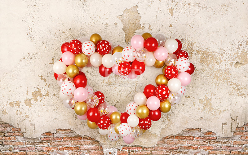 Grunge Heart Balloon Wall - HSD Photography Backdrops