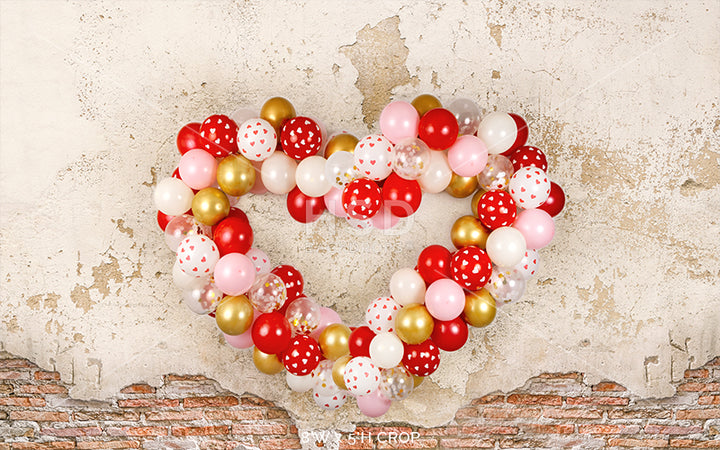 Grunge Heart Balloon Wall - HSD Photography Backdrops