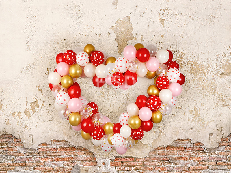 Grunge Heart Balloon Wall - HSD Photography Backdrops