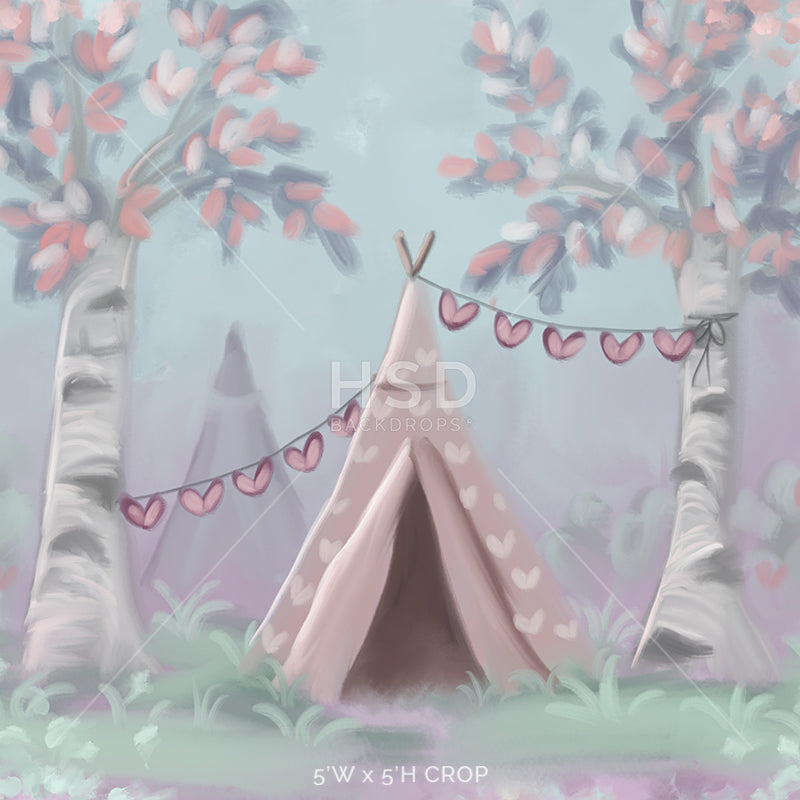 Boho Woodland Valentine's Day Photo Backdrop for Pictures