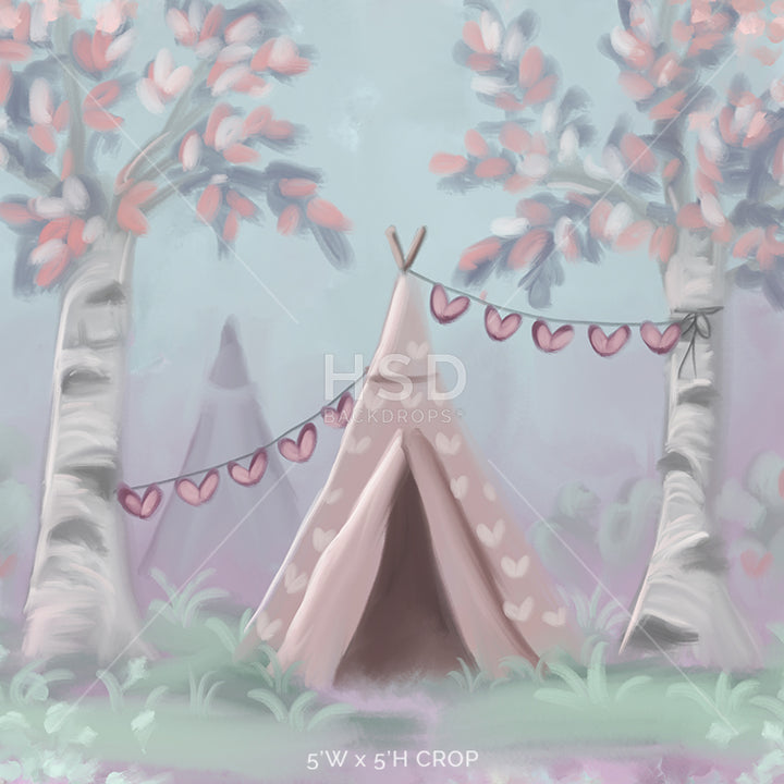 Boho Woodland Valentine's Day Photo Backdrop for Pictures
