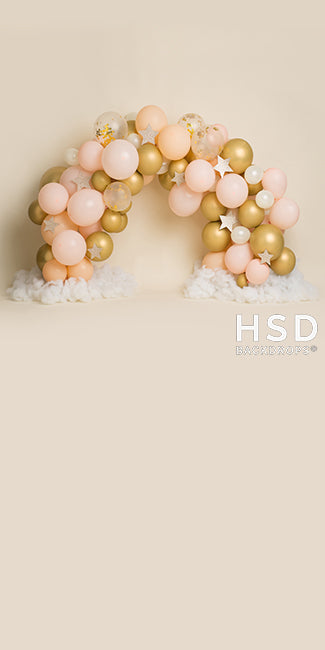 Pink and Gold Balloon Arch Backdrop - HSD Photography Backdrops