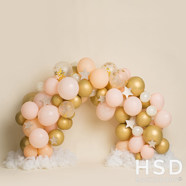 Pink and Gold Balloon Arch Backdrop - HSD Photography Backdrops
