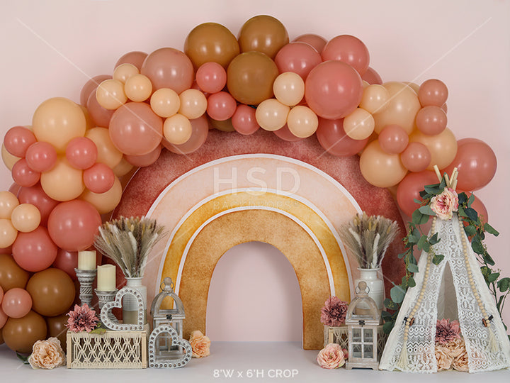 Boho Rainbow Balloon (floral) - HSD Photography Backdrops