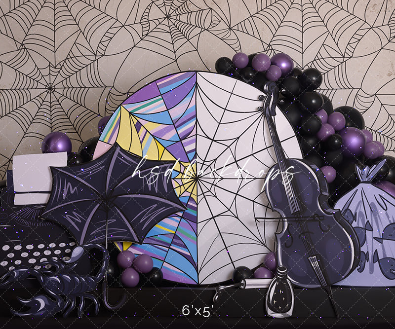 Wednesday Window Photo Backdrop for Halloween Pictures