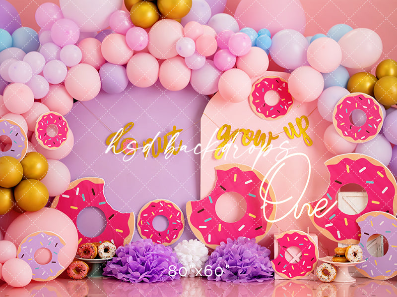 Donut Grow Up Backdrop for 1st Birthday Party Studio Photography