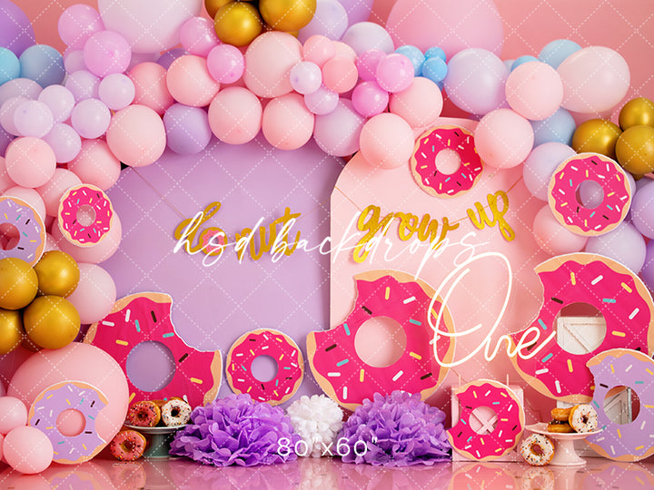Donut Grow Up Backdrop for 1st Birthday Party Studio Photography