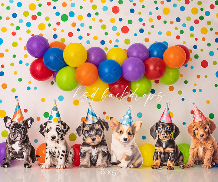 Birthday Party Pups Cake Smash Birthday Photo Backdrop 
