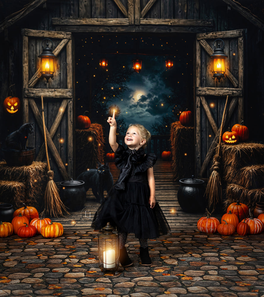 Black Cat Barn Halloween Studio Backdrop