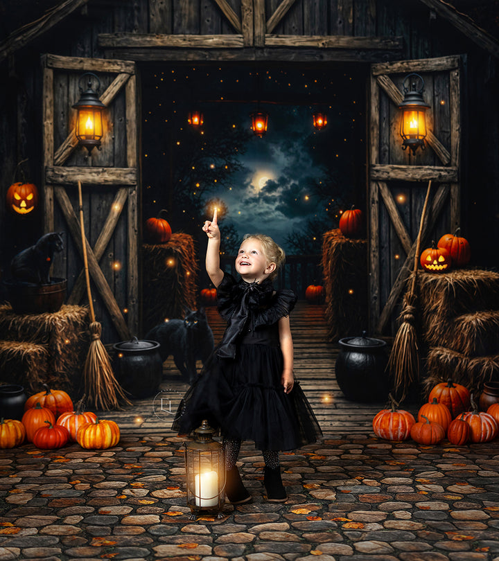 Black Cat Barn Halloween Studio Backdrop