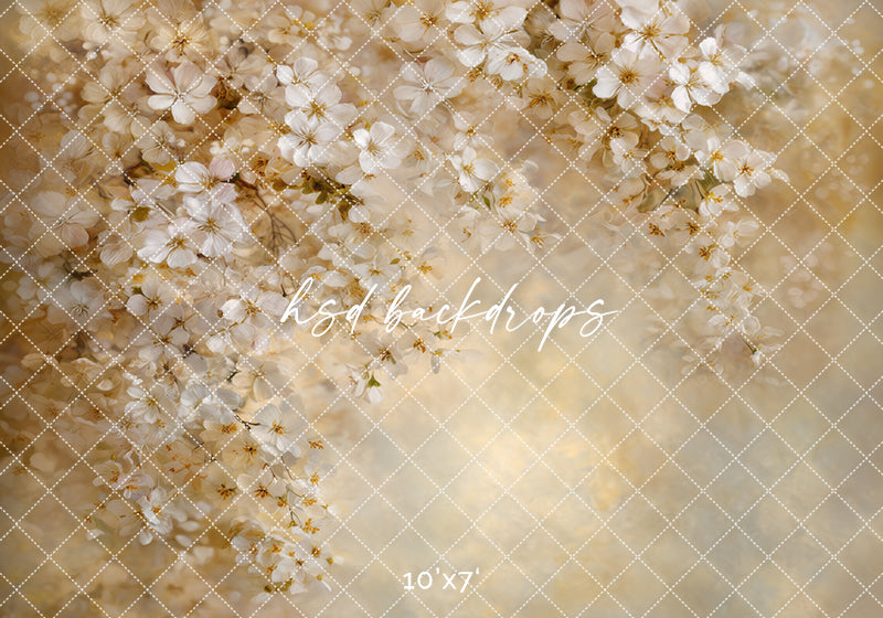 Golden Blossom Cascade – Soft Spring Floral Backdrop