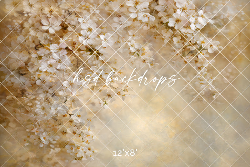 Golden Blossom Cascade – Soft Spring Floral Backdrop
