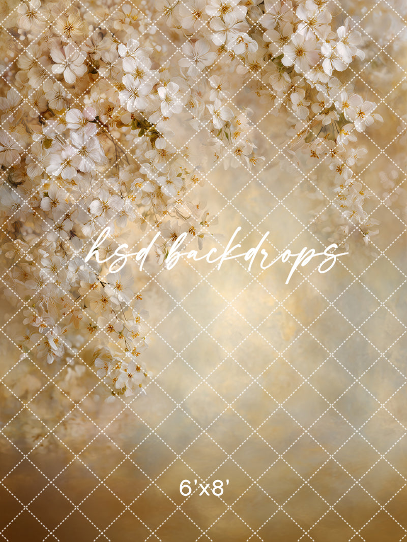 Golden Blossom Cascade – Soft Spring Floral Backdrop