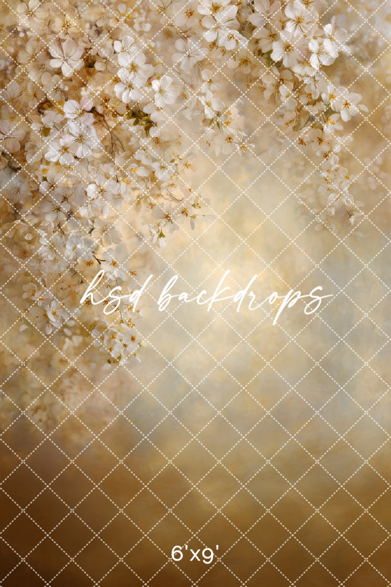 Golden Blossom Cascade – Soft Spring Floral Backdrop