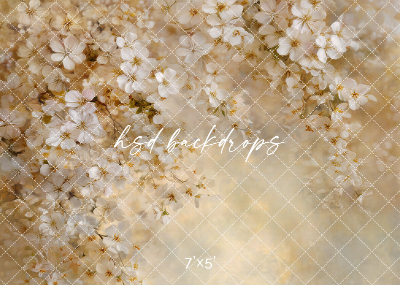 Golden Blossom Cascade – Soft Spring Floral Backdrop