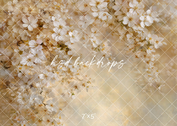 Golden Blossom Cascade – Soft Spring Floral Backdrop