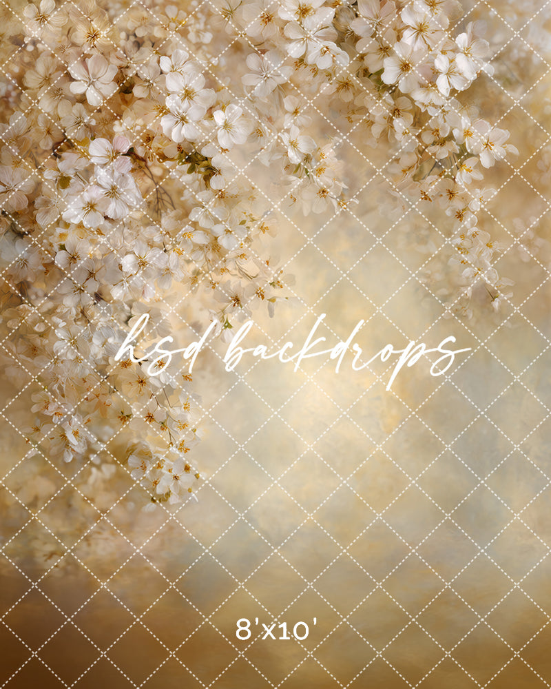 Golden Blossom Cascade – Soft Spring Floral Backdrop