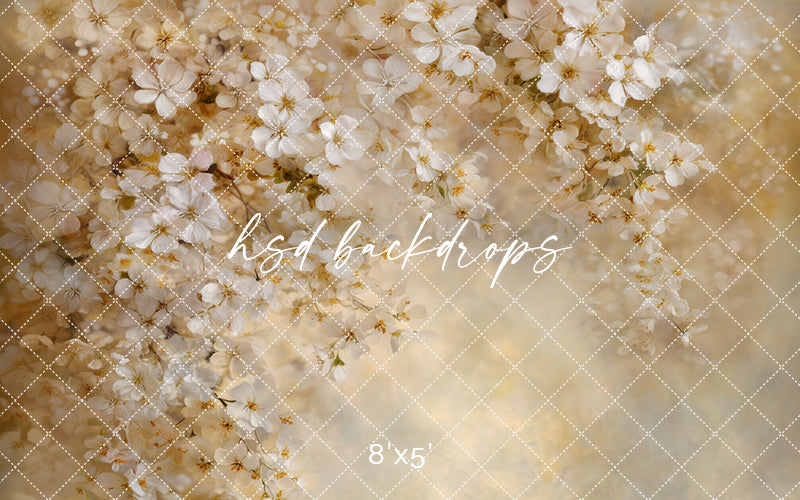 Golden Blossom Cascade – Soft Spring Floral Backdrop