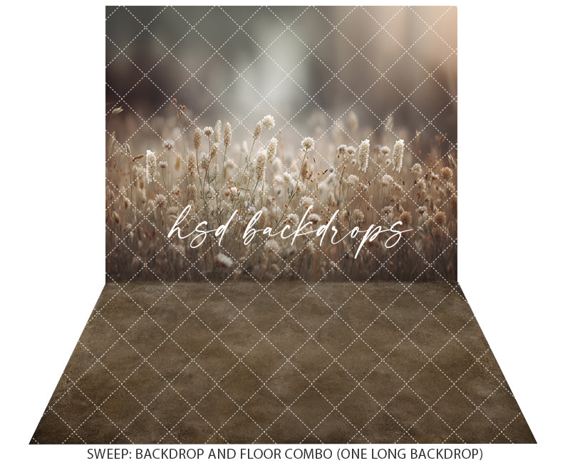 Golden Meadow Glow – Neutral Floral Backdrop