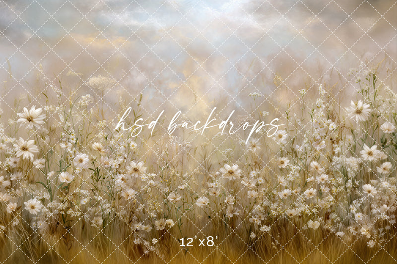 Whispering Wildflowers – Neutral Meadow Photography Backdrop