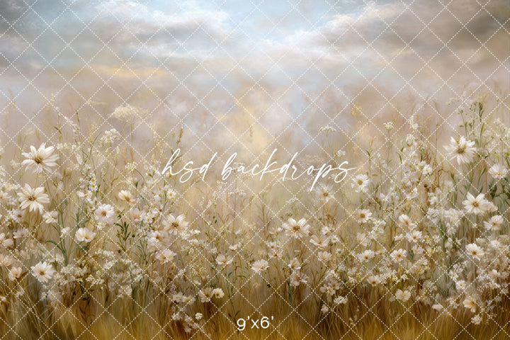 Whispering Wildflowers – Neutral Meadow Photography Backdrop