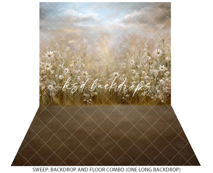 Whispering Wildflowers – Neutral Meadow Photography Backdrop