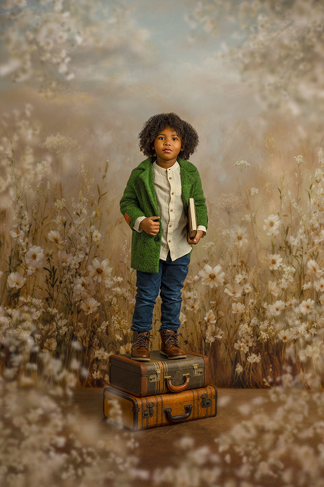 Whispering Wildflowers – Neutral Meadow Photography Backdrop