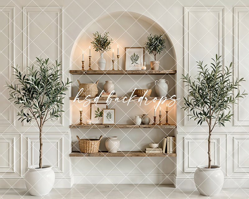 Neutral Pampas Arch Photography Backdrop – Modern Boho Portrait Scene | HSD Backdrops