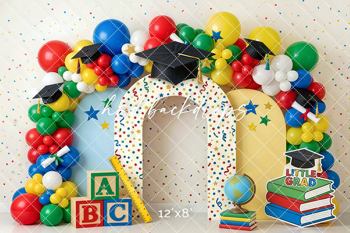 Little Grad Balloon Arch Photography Backdrop – Colorful School Portrait Scene | HSD Backdrops