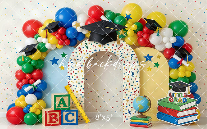 Little Grad Balloon Arch Photography Backdrop – Colorful School Portrait Scene | HSD Backdrops