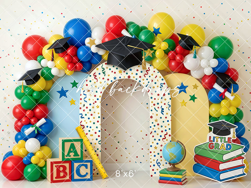 Little Grad Balloon Arch Photography Backdrop – Colorful School Portrait Scene | HSD Backdrops