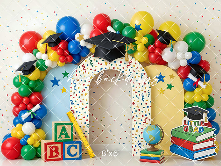 Little Grad Balloon Arch Photography Backdrop – Colorful School Portrait Scene | HSD Backdrops