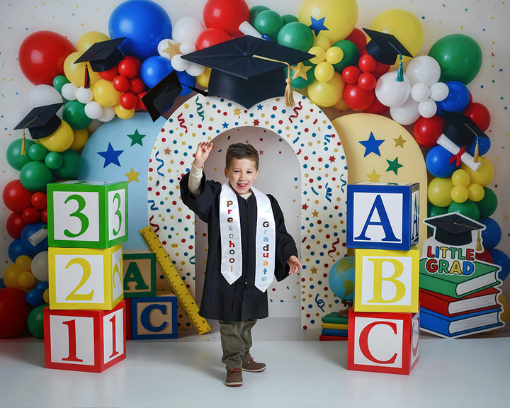 Little Grad Balloon Arch Photography Backdrop – Colorful School Portrait Scene | HSD Backdrops