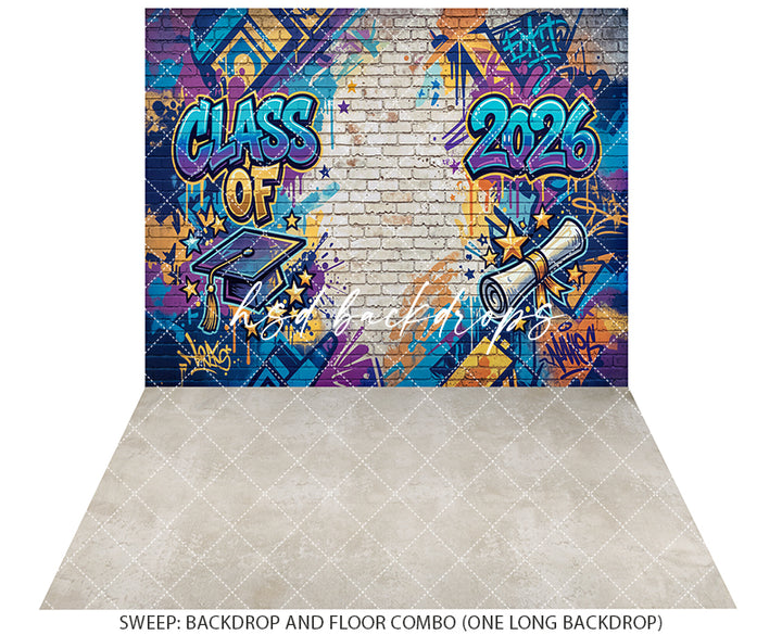 Class of 2026 Graffiti Wall Photography Backdrop – Urban Graduation Portrait Scene | HSD Backdrops