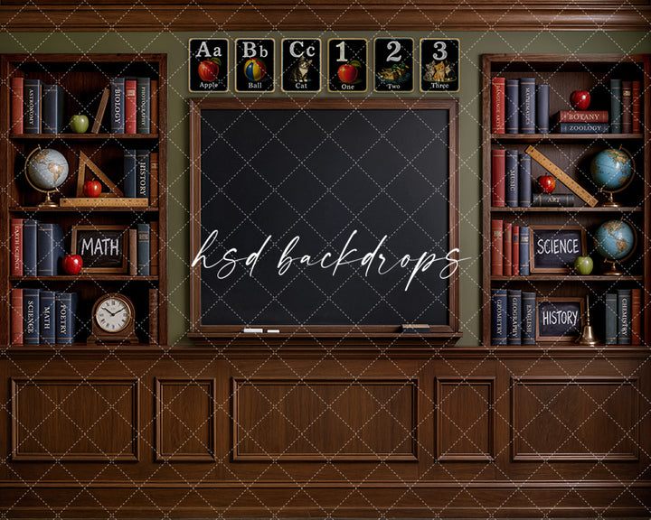 Classic Classroom Chalkboard Photography Backdrop – Back to School Portrait Scene | HSD Backdrops