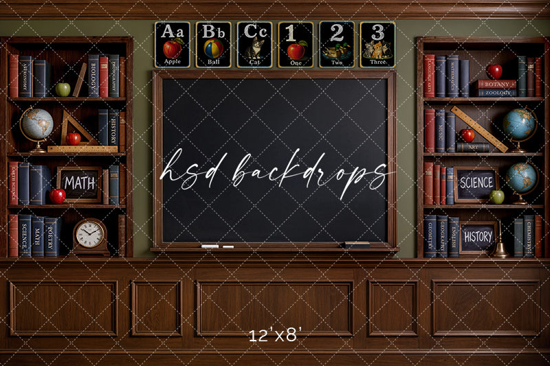 Classic Classroom Chalkboard Photography Backdrop – Back to School Portrait Scene | HSD Backdrops