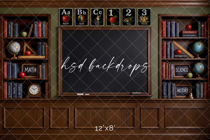 Classic Classroom Chalkboard Photography Backdrop – Back to School Portrait Scene | HSD Backdrops