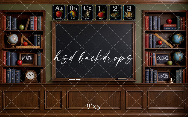 Classic Classroom Chalkboard Photography Backdrop – Back to School Portrait Scene | HSD Backdrops