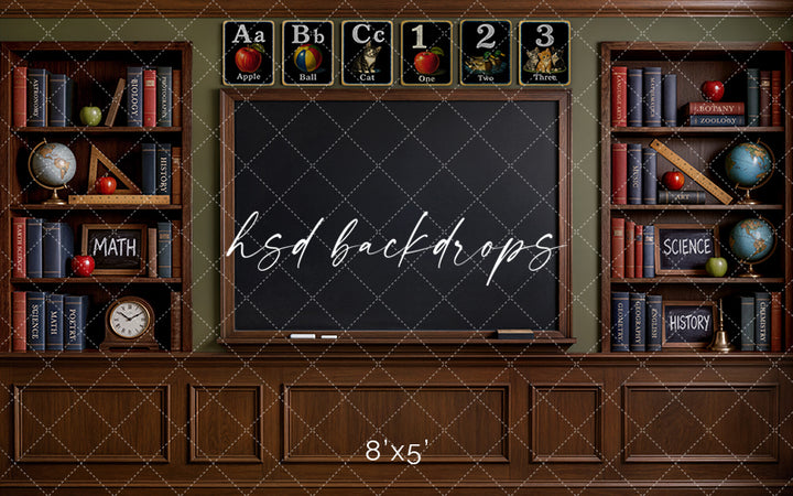 Classic Classroom Chalkboard Photography Backdrop – Back to School Portrait Scene | HSD Backdrops