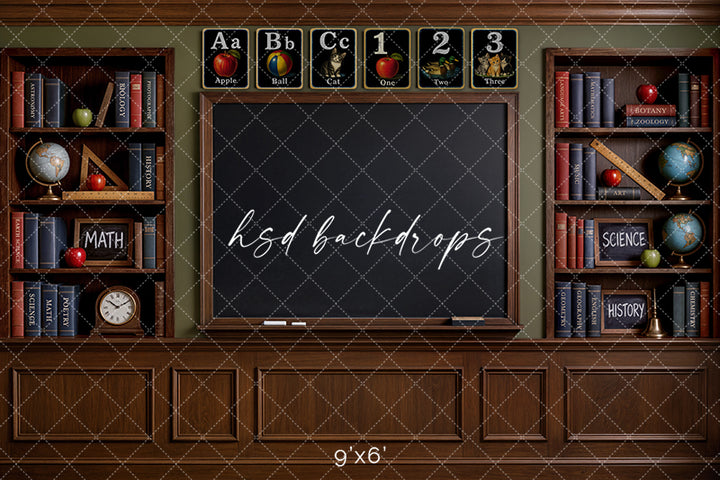 Classic Classroom Chalkboard Photography Backdrop – Back to School Portrait Scene | HSD Backdrops